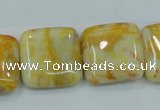 CAB947 15.5 inches 20*20mm square yellow crazy lace agate beads