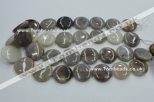 CAB956 15.5 inches 25mm flat round ocean agate gemstone beads