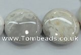 CAB964 15.5 inches 25mm flat round ocean agate gemstone beads