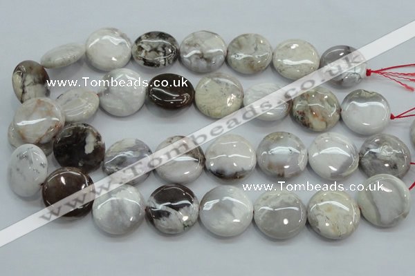 CAB964 15.5 inches 25mm flat round ocean agate gemstone beads