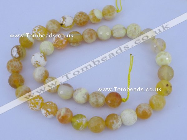 CAB967 15.5 inches 8mm faceted round fire crackle agate beads