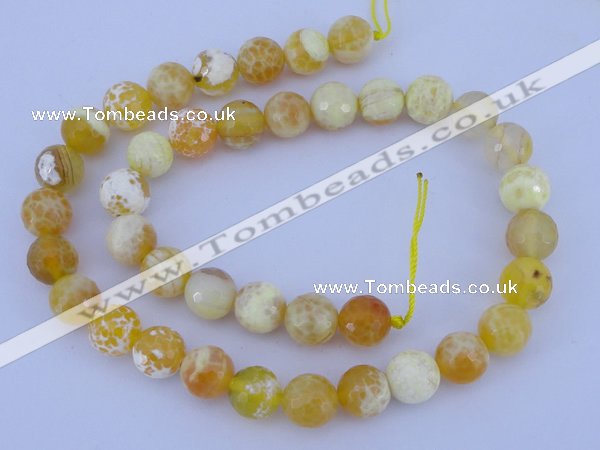 CAB968 15.5 inches 10mm faceted round fire crackle agate beads