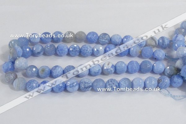 CAB974 15.5 inches 12mm faceted round fire crackle agate beads