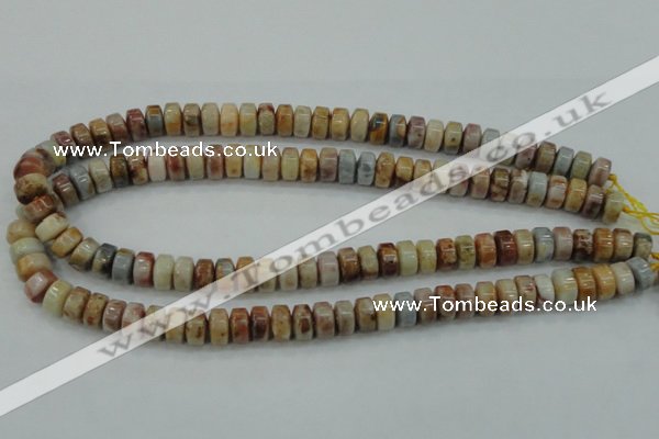 CAB975 15.5 inches 6*10mm rondelle Morocco agate beads wholesale