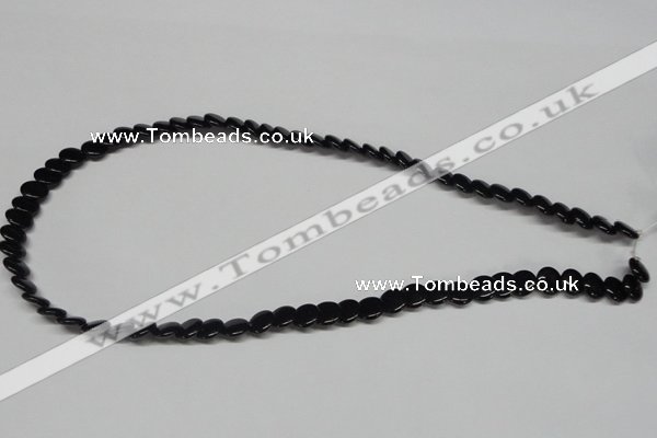 CAB980 15.5 inches 8mm flat round black agate gemstone beads wholesale