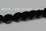 CAB981 15.5 inches 12mm flat round black agate gemstone beads wholesale