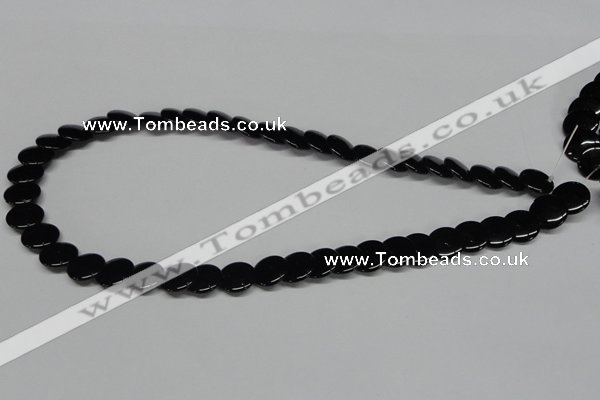 CAB981 15.5 inches 12mm flat round black agate gemstone beads wholesale