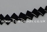 CAB983 15.5 inches 8*8mm rhombic black agate gemstone beads wholesale