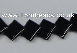 CAB984 15.5 inches 12*12mm rhombic black agate gemstone beads wholesale