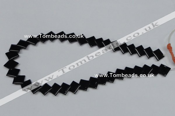 CAB984 15.5 inches 12*12mm rhombic black agate gemstone beads wholesale