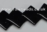 CAB985 15.5 inches 18*18mm rhombic black agate gemstone beads wholesale