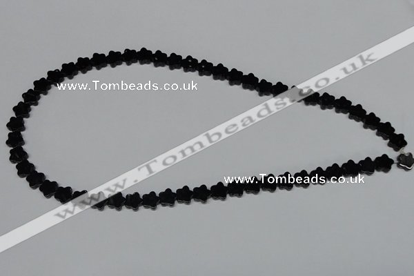 CAB987 15.5 inches 8*8mm star black agate gemstone beads wholesale