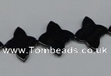 CAB990 15.5 inches 16*16mm flower black agate gemstone beads wholesale