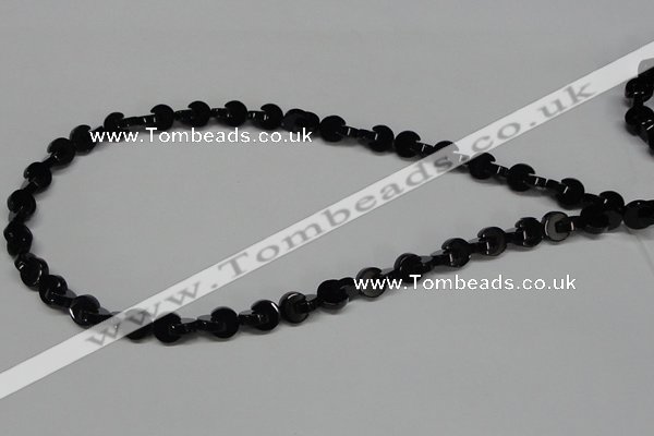 CAB992 15.5 inches 8*8mm curved moon black agate gemstone beads