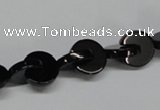 CAB993 15.5 inches 10*10mm curved moon black agate gemstone beads