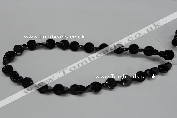 CAB993 15.5 inches 10*10mm curved moon black agate gemstone beads