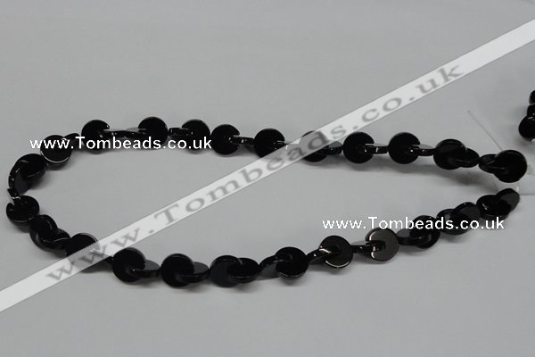 CAB994 15.5 inches 12*12mm curved moon black agate gemstone beads