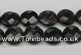 CAE115 15.5 inches 12mm faceted coin astrophyllite beads wholesale