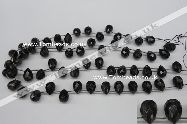 CAE43 Top-drilled 10*14mm faceted teardrop astrophyllite beads
