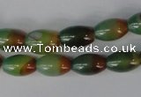 CAG1007 15.5 inches 8*12mm rice rainbow agate beads wholesale