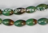 CAG1008 15.5 inches 8*12mm rice rainbow agate beads wholesale