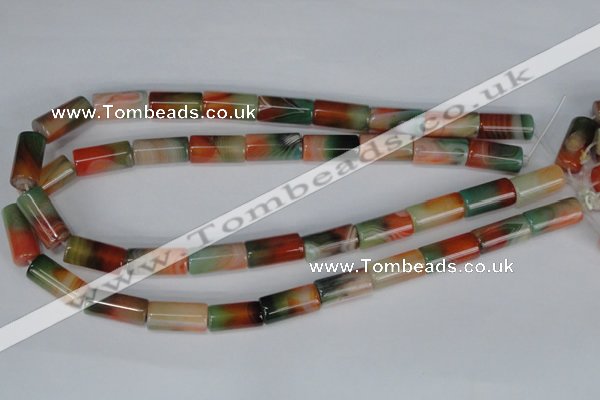 CAG1016 15.5 inches 10*20mm column rainbow agate beads