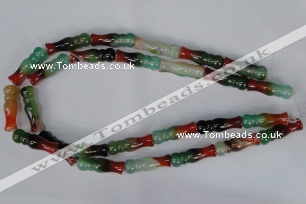 CAG1018 15.5 inches 10*30mm bone rainbow agate beads