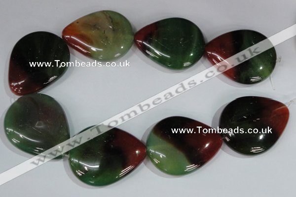 CAG1031 15.5 inches 40*50mm flat teardrop rainbow agate beads