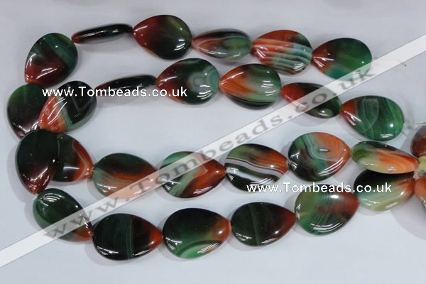 CAG1034 15.5 inches 22*30mm flat teardrop rainbow agate beads