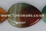 CAG1035 15.5 inches 30*40mm flat teardrop rainbow agate beads