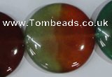 CAG1040 15.5 inches 35mm flat round rainbow agate beads
