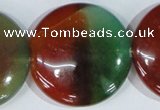 CAG1041 15.5 inches 40mm flat round rainbow agate beads