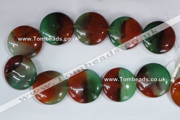 CAG1041 15.5 inches 40mm flat round rainbow agate beads