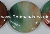 CAG1045 15.5 inches 40mm flat round rainbow agate beads