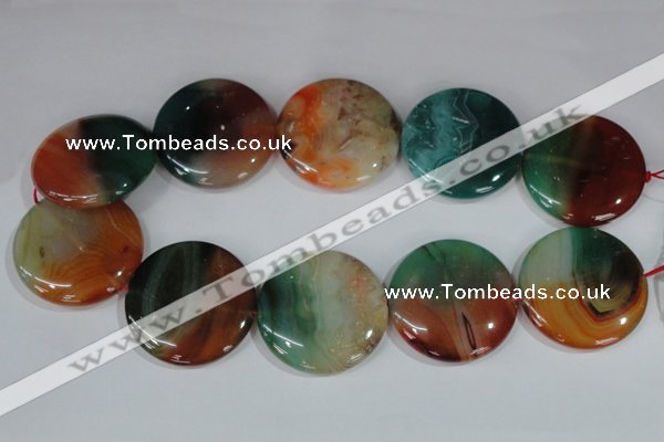 CAG1045 15.5 inches 40mm flat round rainbow agate beads