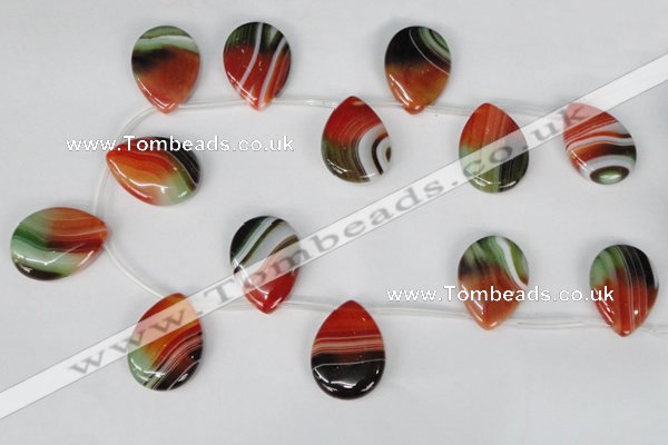 CAG1061 Top-drilled 22*30mm flat teardrop rainbow agate beads