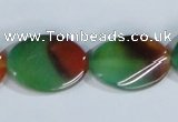 CAG1063 15.5 inches 18*25mm twisted oval rainbow agate beads