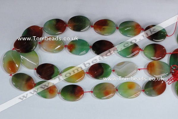 CAG1064 15.5 inches 22*30mm twisted oval rainbow agate beads