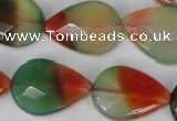 CAG1070 15.5 inches 18*25mm faceted flat teardrop rainbow agate beads