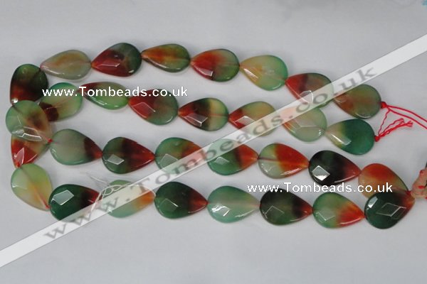 CAG1070 15.5 inches 18*25mm faceted flat teardrop rainbow agate beads