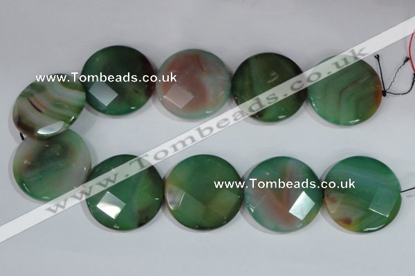 CAG1088 15.5 inches 40mm faceted coin rainbow agate beads