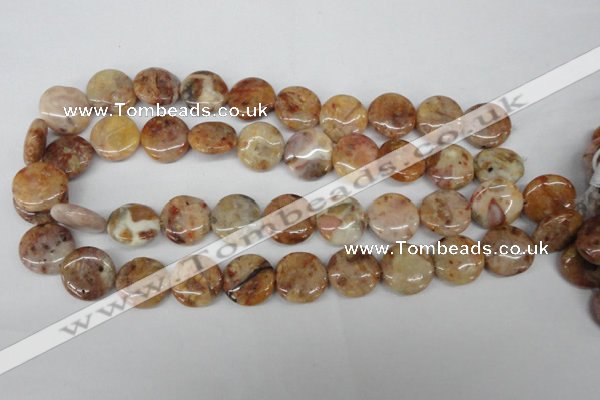 CAG1090 15.5 inches 18mm flat round Morocco agate beads wholesale