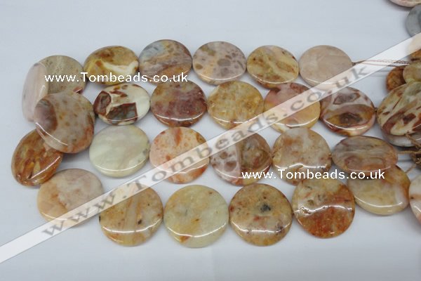 CAG1092 15.5 inches 30mm flat round Morocco agate beads wholesale