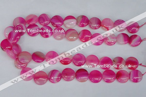 CAG1170 15.5 inches 18mm flat round line agate gemstone beads