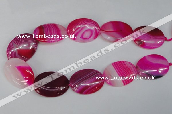 CAG1179 15.5 inches 30*40mm oval line agate gemstone beads