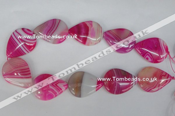 CAG1180 15.5 inches 30*40mm flat teardrop line agate gemstone beads