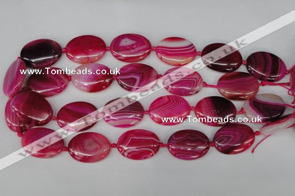 CAG1187 15.5 inches 22*30mm oval line agate gemstone beads