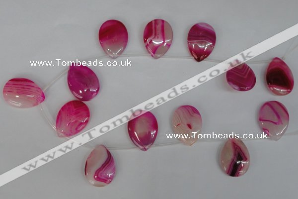 CAG1189 Top-drilled 22*30mm flat teardrop line agate gemstone beads