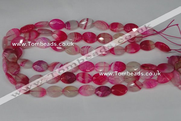 CAG1191 15.5 inches 13*18mm faceted oval line agate gemstone beads