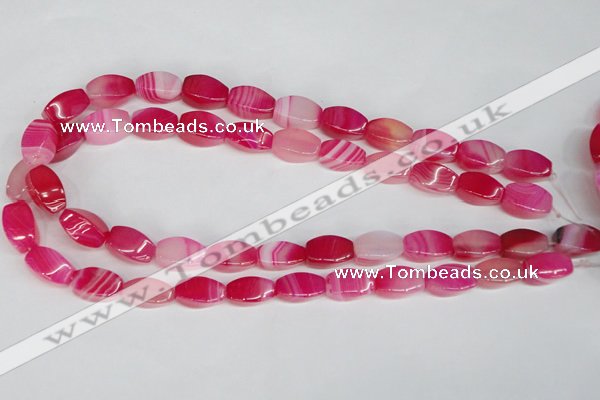 CAG1193 15.5 inches 8*16mm tetrahedron line agate gemstone beads